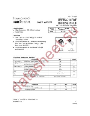 IRFR3911PBF datasheet  